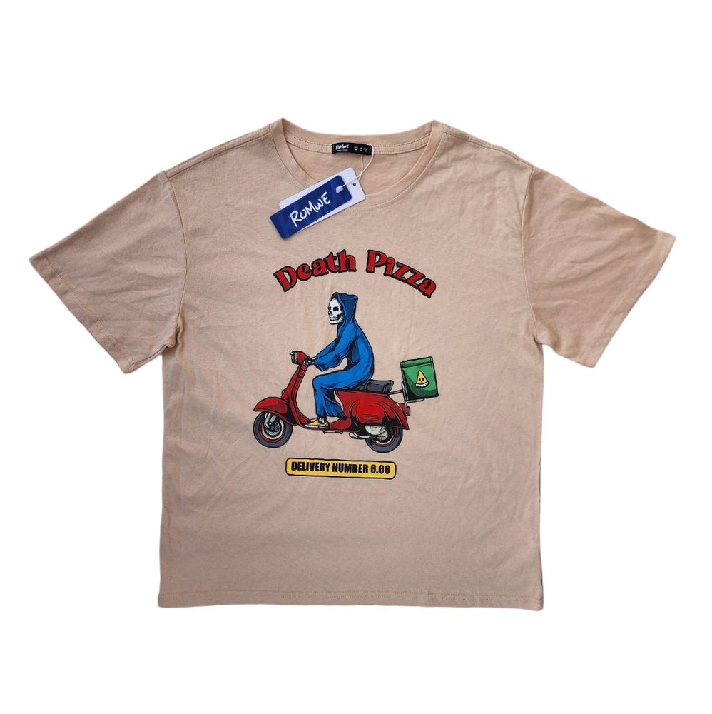 Romwe Grim Reaper Death Pizza Tee